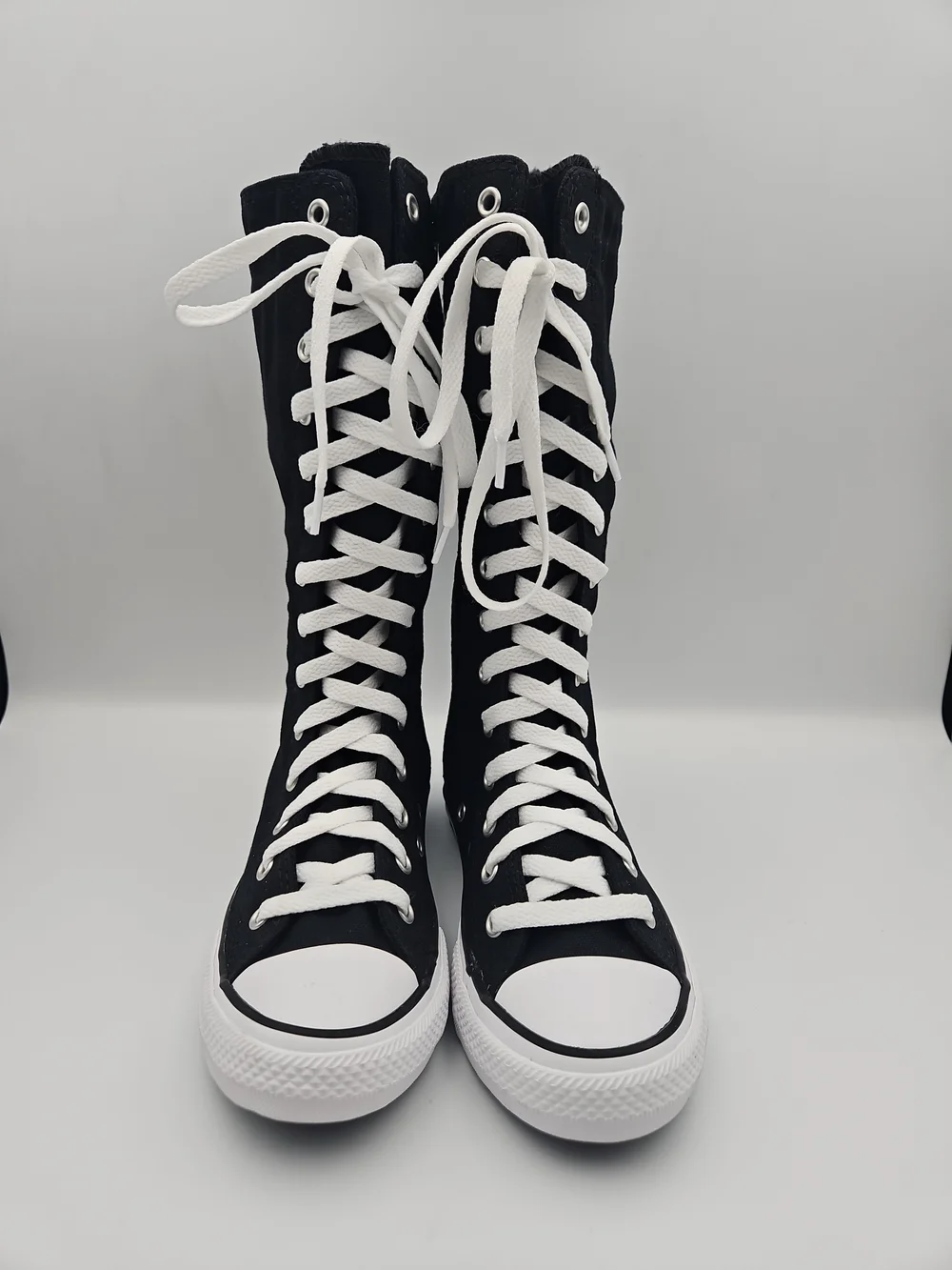 Converse Black Tall Lace-Up Kids' Sneakers with White Trim